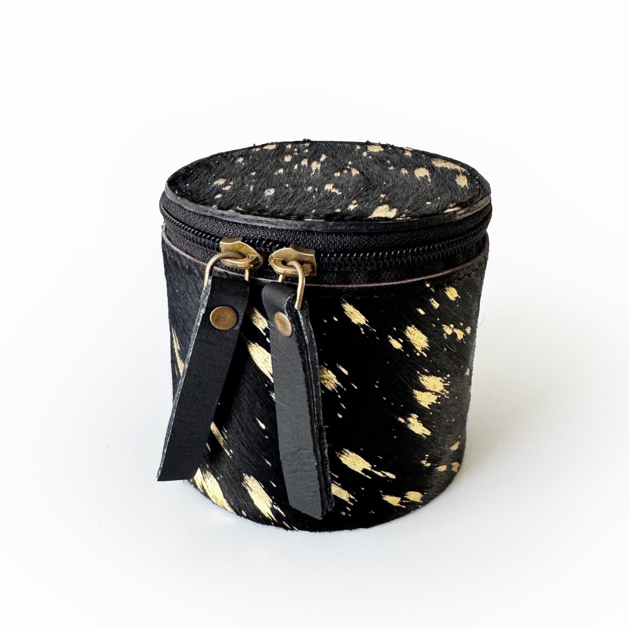 Handmade Leather Trinket Box | Cowhide Travel Jewelry Case