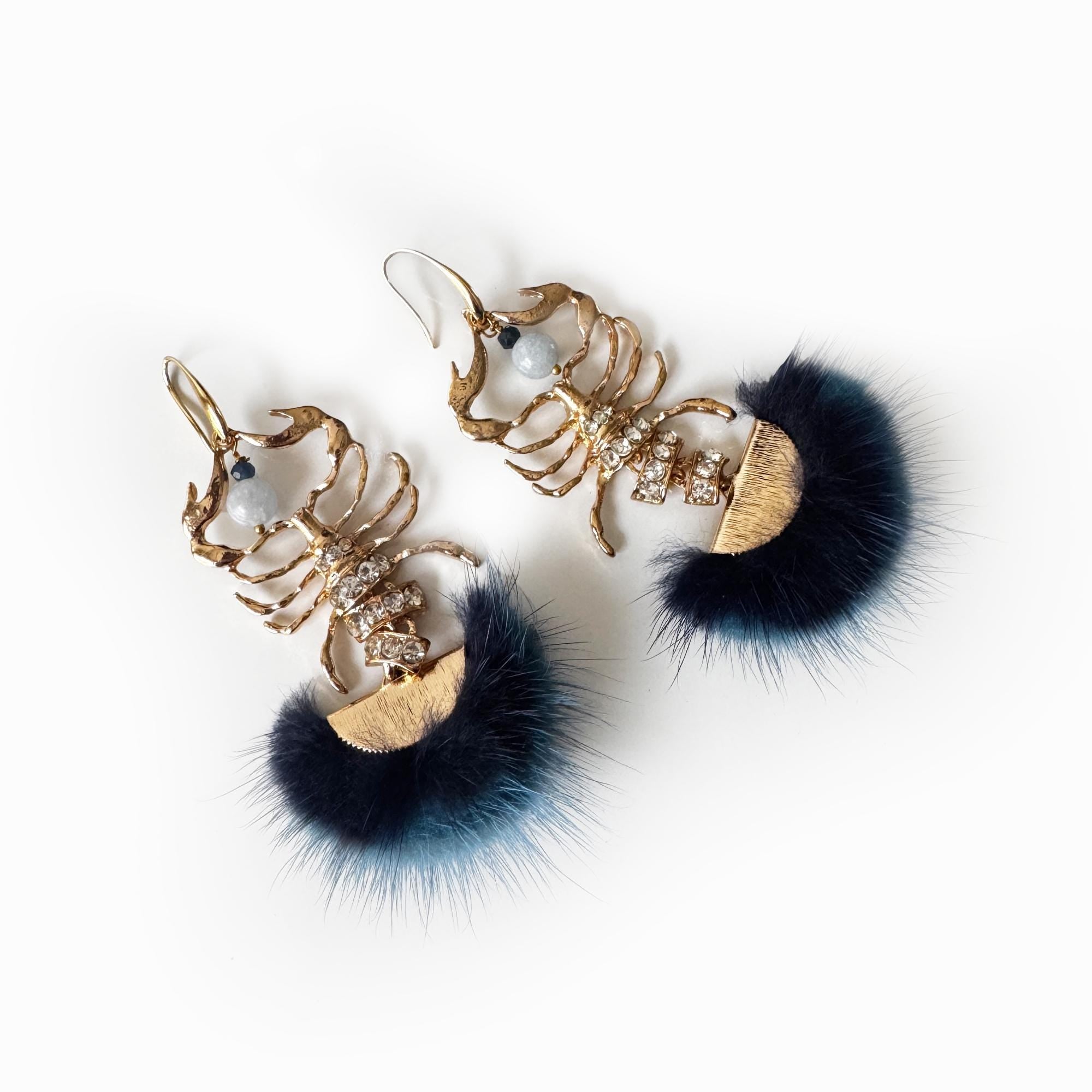 Scorpio Zodiac Mink Fur Jewelry Set | Angelite Gemstone & Swarovski Crystals