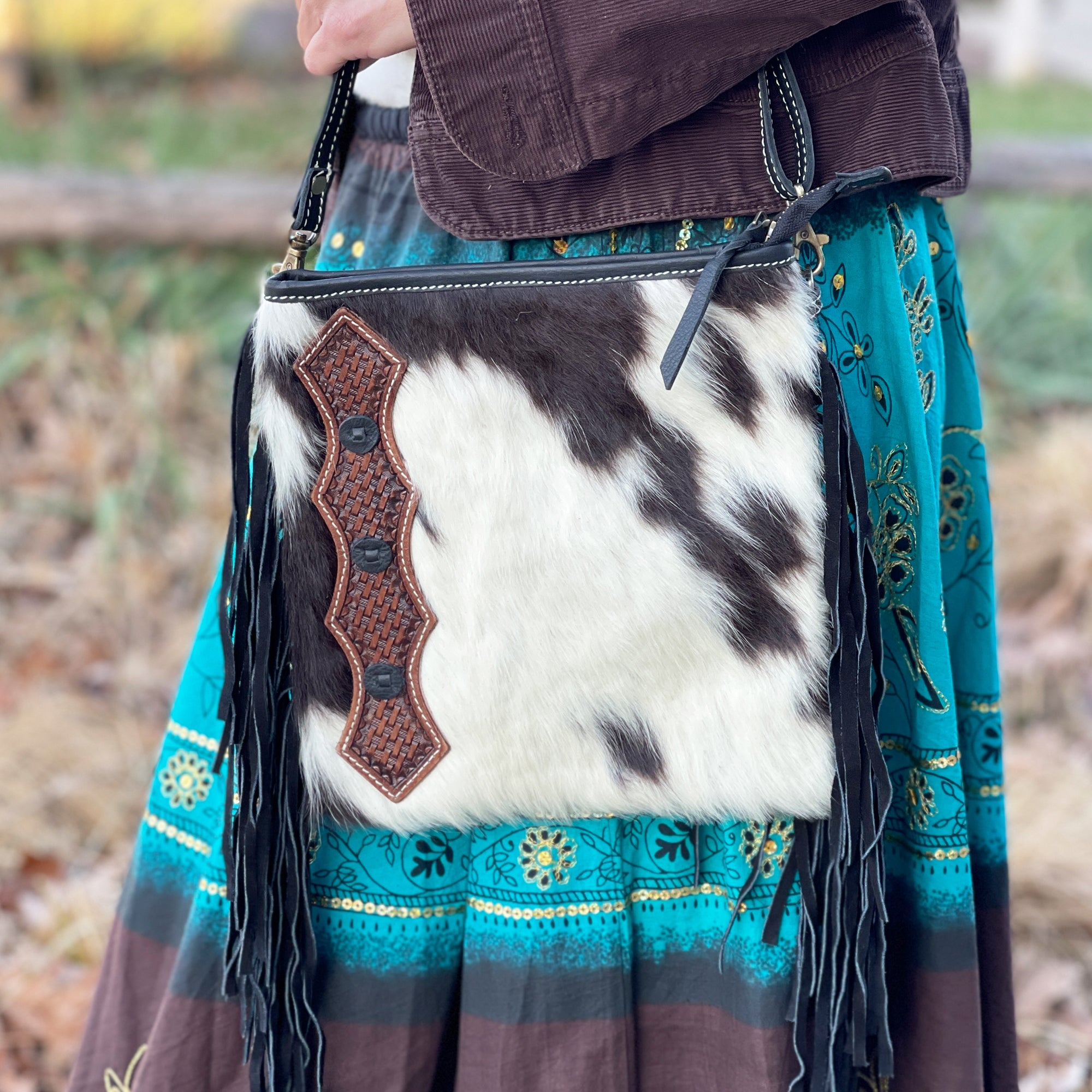 Serrano Tribe Fringe Tote Turquoise Accent | Wild Wild West | TRAVELTELI