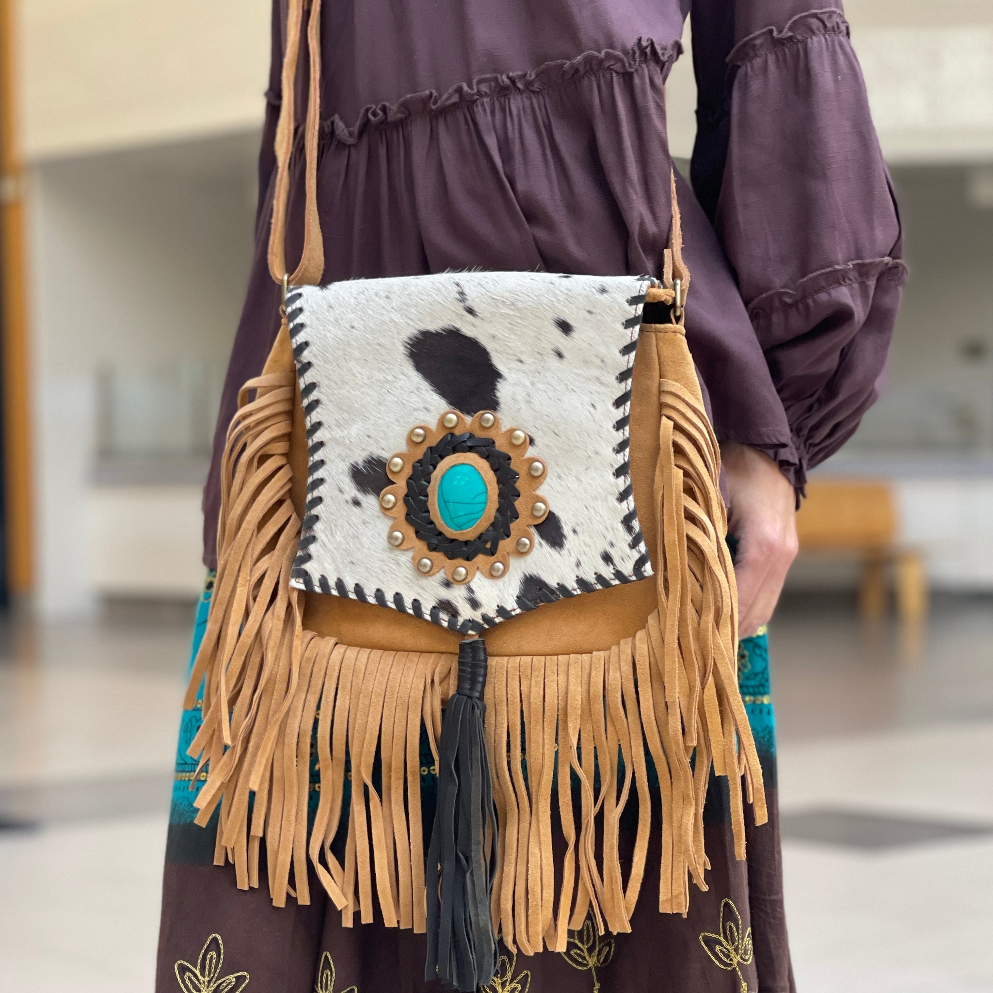 Serrano Tribe Fringe Tote Turquoise Accent | Wild Wild West | TRAVELTELI
