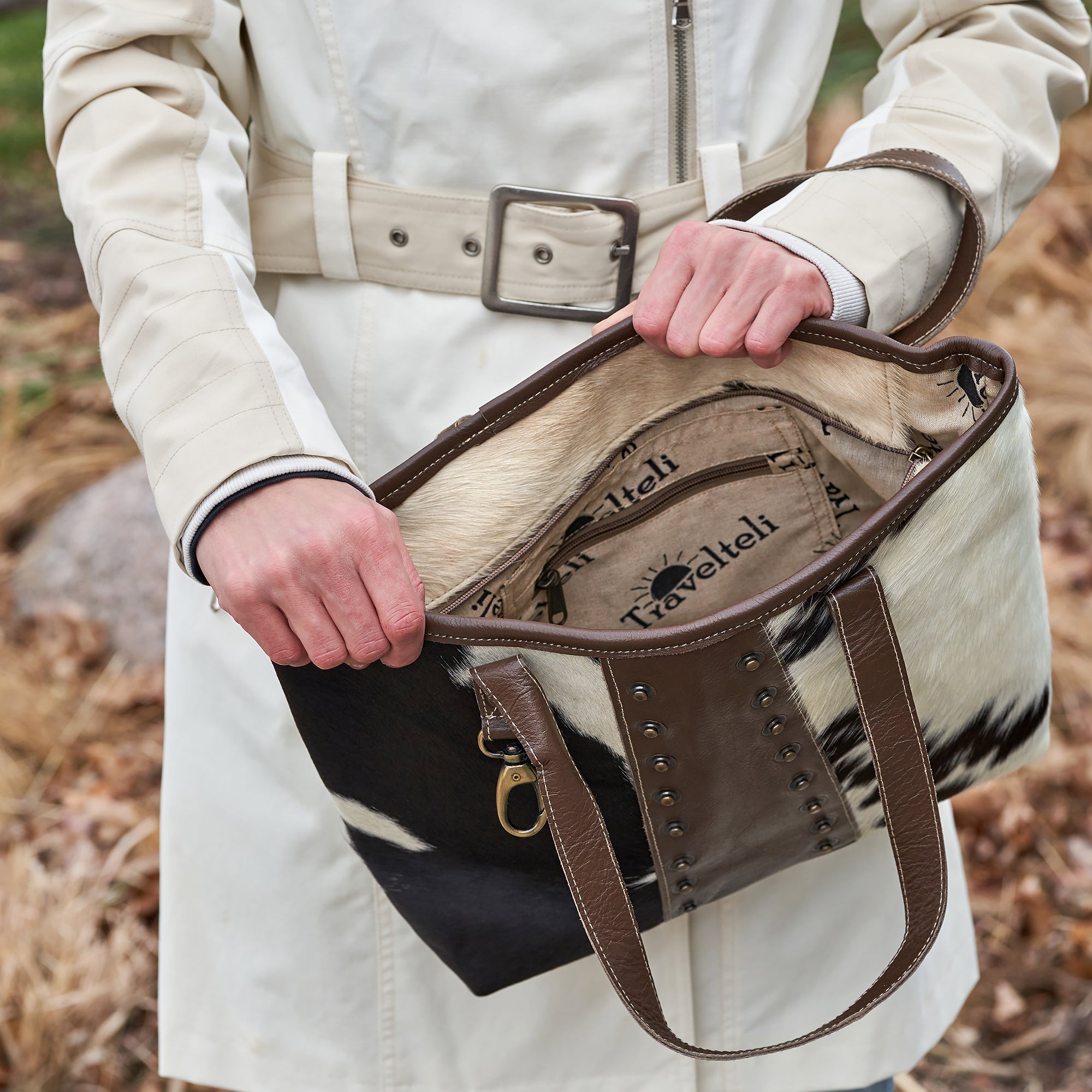 Genuine Leather And Cowhide Hairon Tote Bag