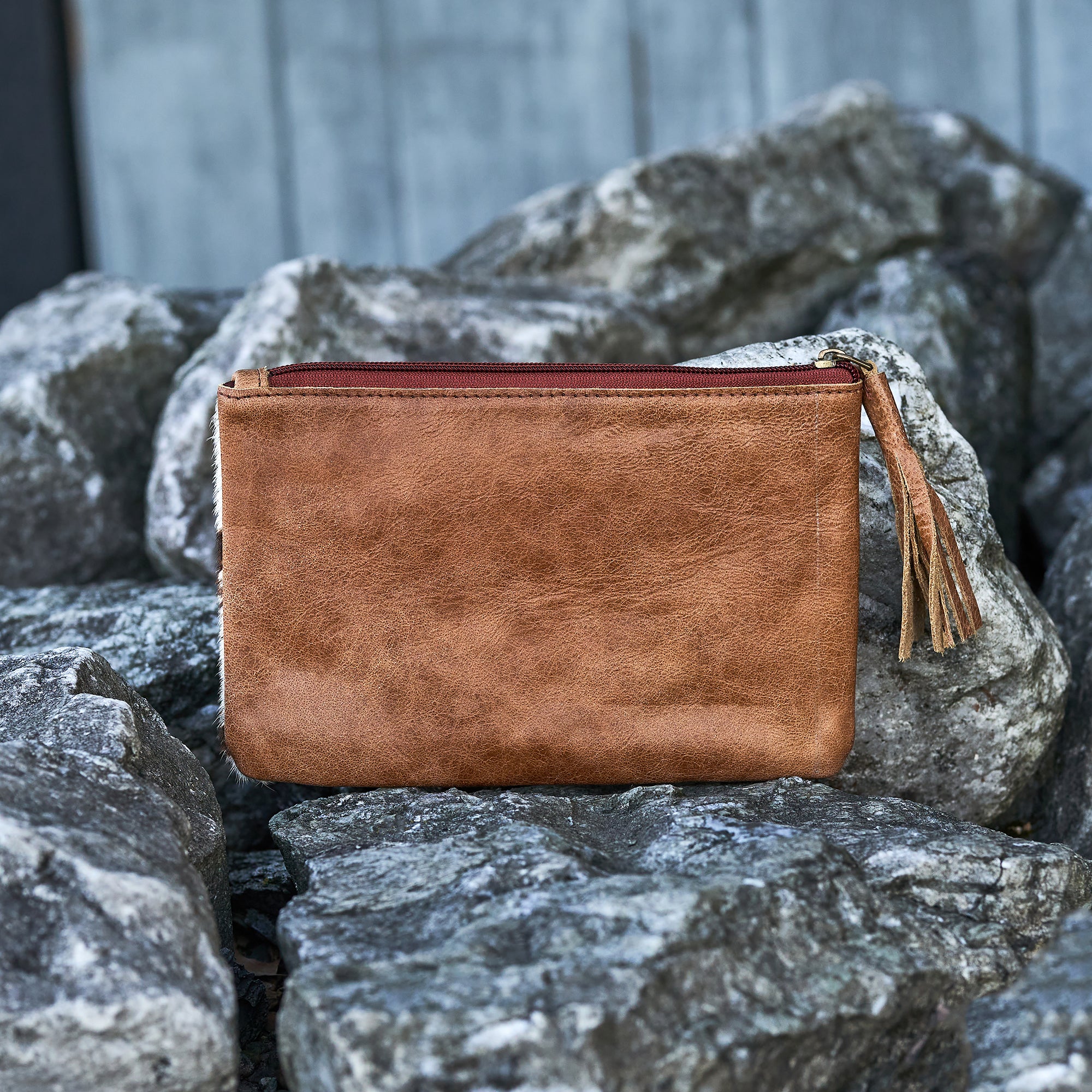 Leather Accented Cowhide Pouch