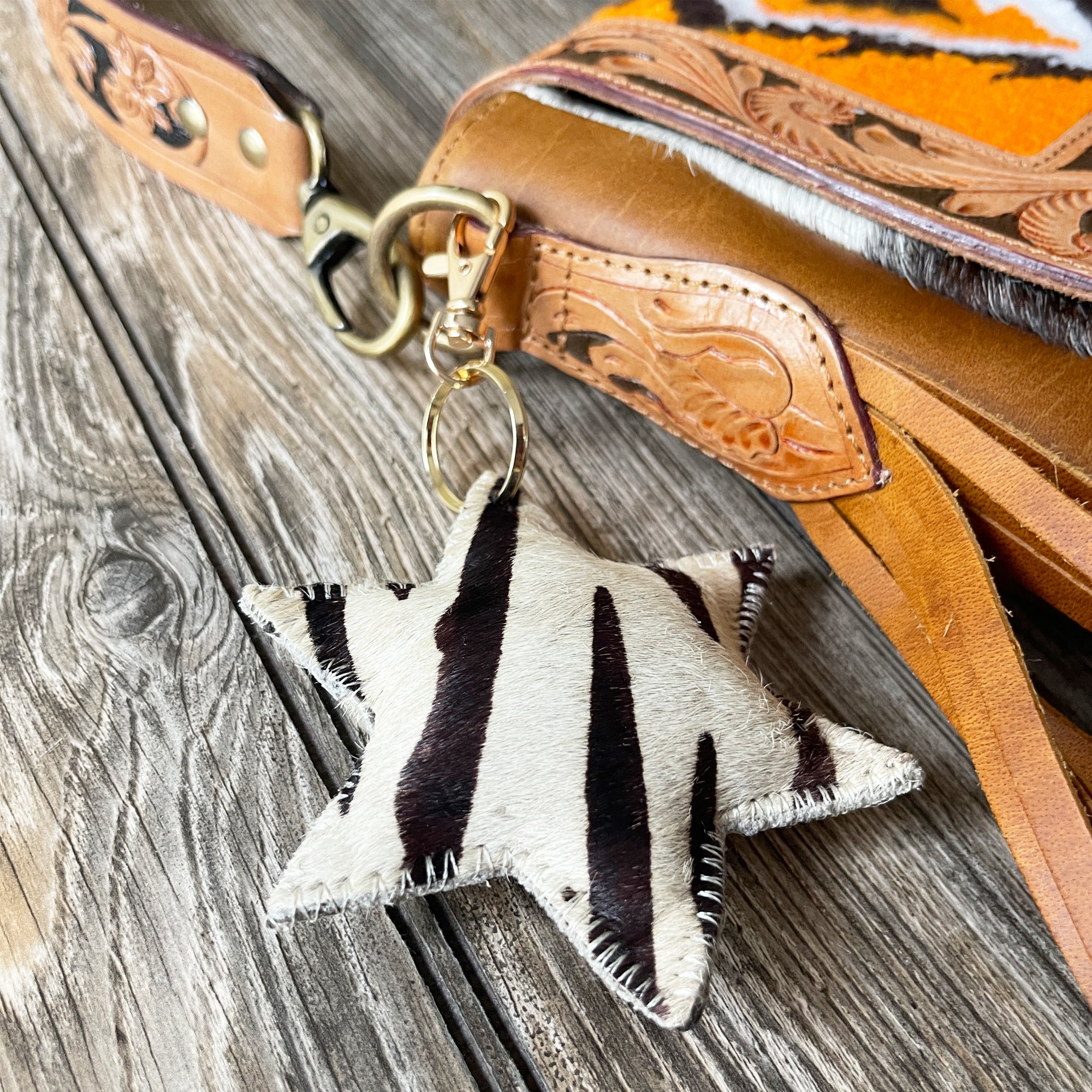 Cowhide Bag Charms Various Shapes Star