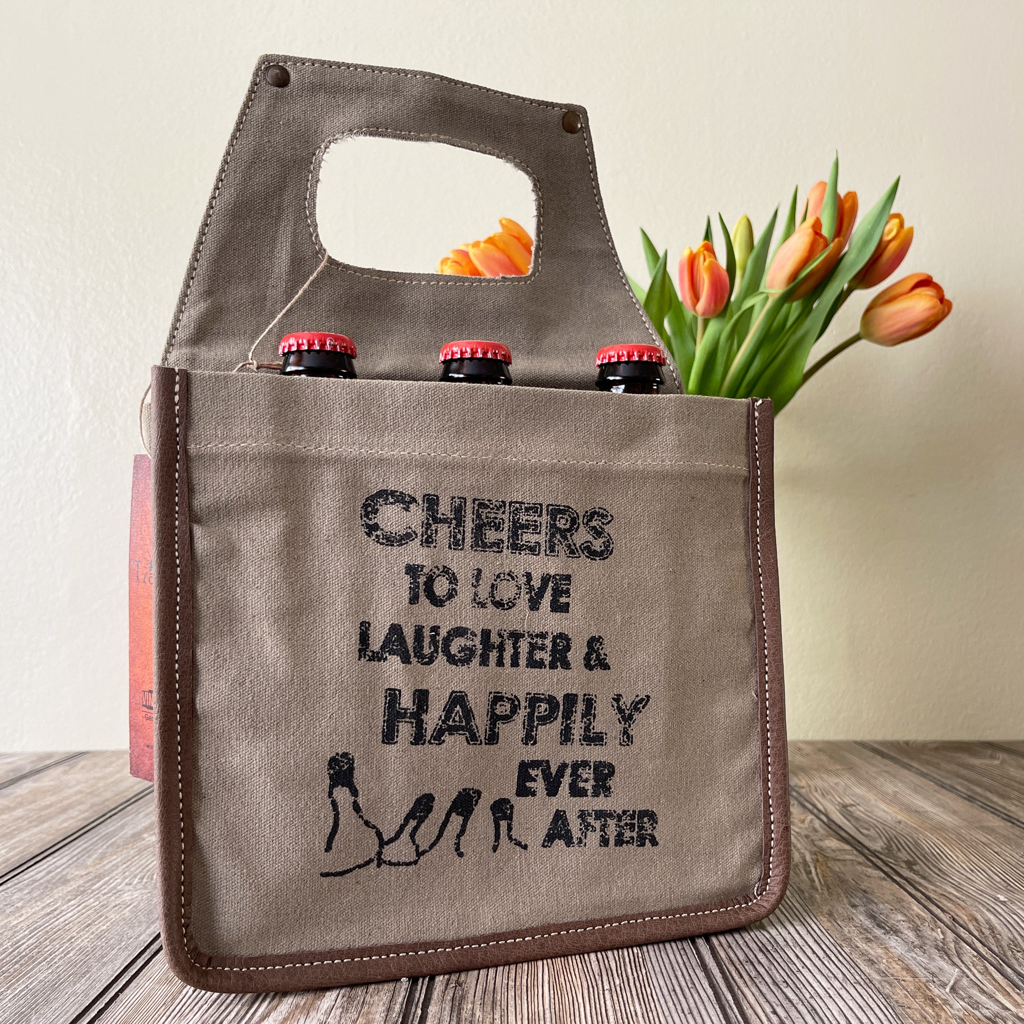 Handmade Upcycled Canvas Beer Carrier Caddy Bag