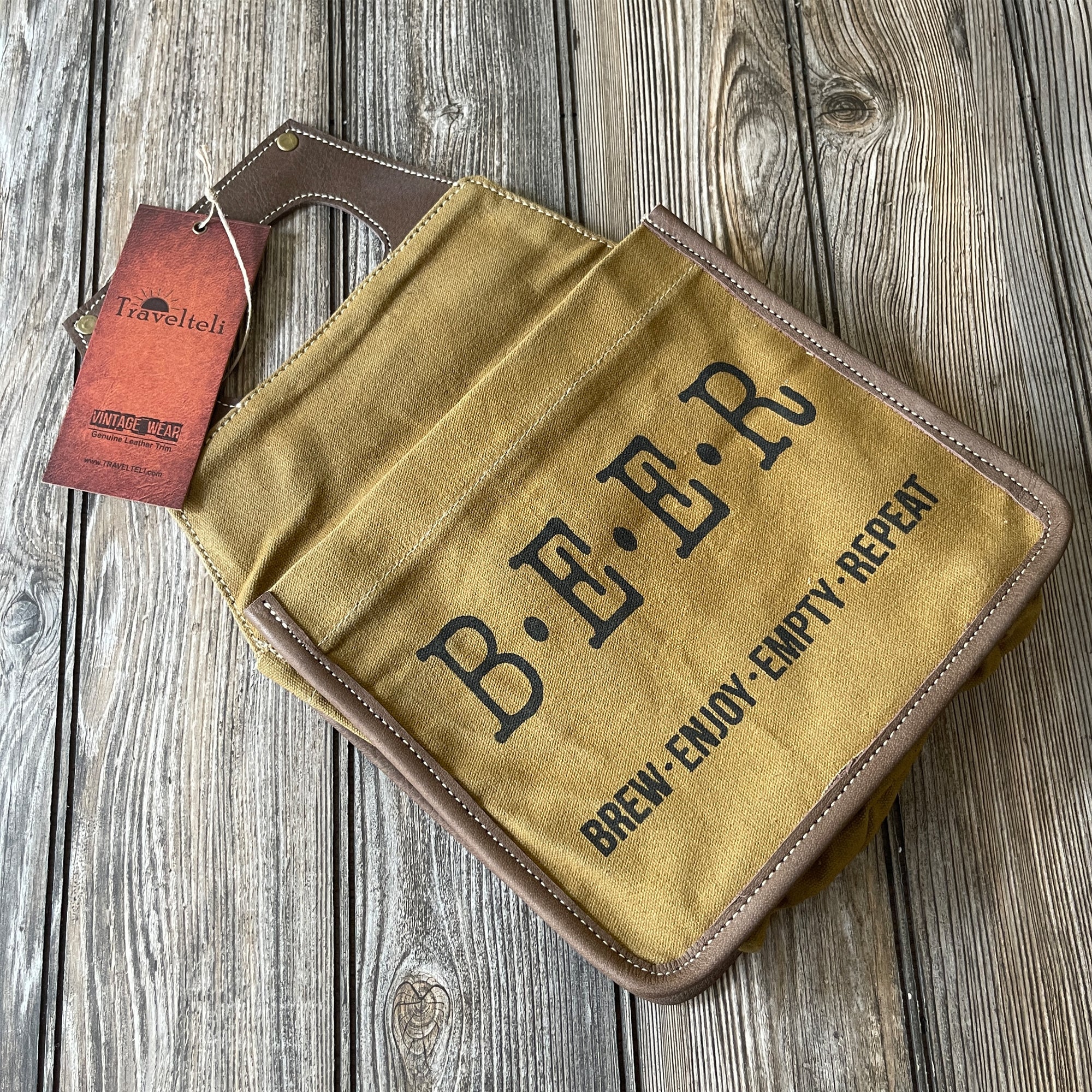 Upcycled Canvas Beer Bottle Carrier Caddy Bag
