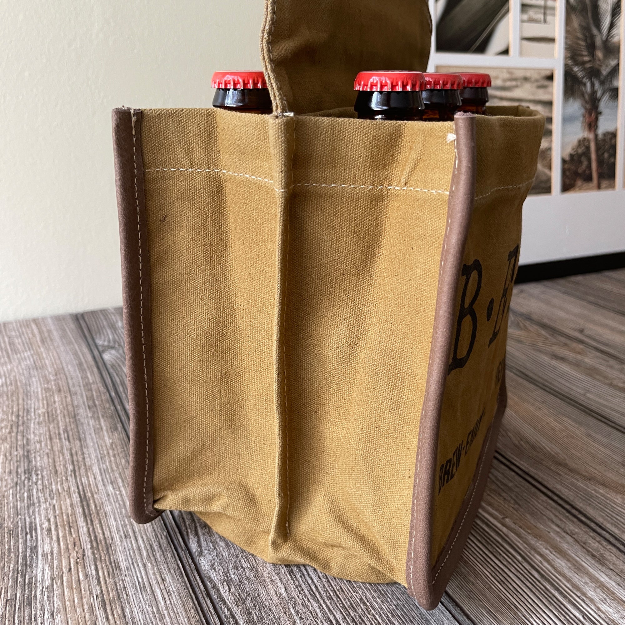 Bolsa Caddy portabotellas de cerveza de lona reciclada