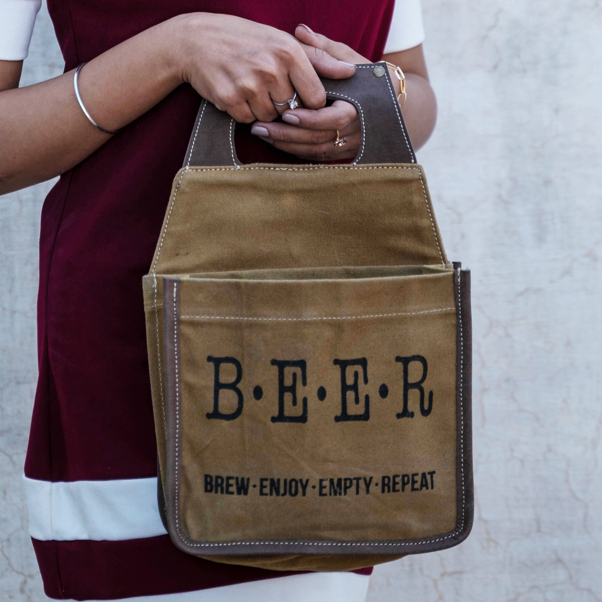 Waxed canvas beer caddy best sale