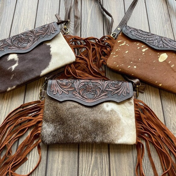 Cowhide Crossbody Purse Handbag Wallet Brown Cow Hide Leather Western Gifts  | eBay
